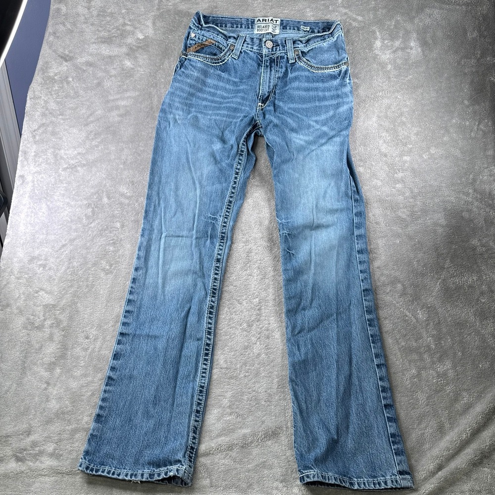 Ariat M4 Jeans Mens 30x36 Blue Relaxed Boot Cut Denim Medium Wash